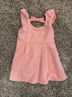 Janie & Jack pink raised waffle pattern dress.